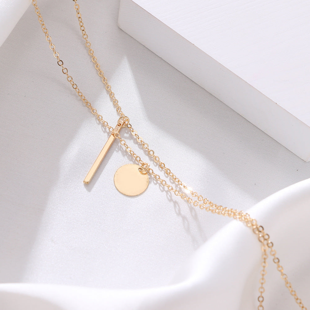 Accessories Double Layer Twin Pendant Simple Necklaces