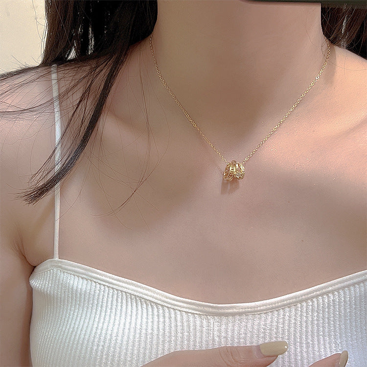Women's Zircon Metal Circle Tassel Pendant For Necklaces