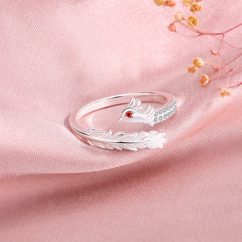 Bagues à index ouvert Pure Sier Dragon Couple Phoenix