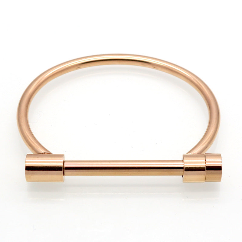 Personality Trendy Titanium Steel Horseshoe Female Vacuum Gold Word Vachette Bracelets
