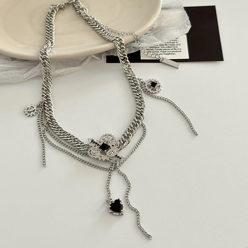 Irregular Heart Zircon Female Cold Style Sweet Necklaces