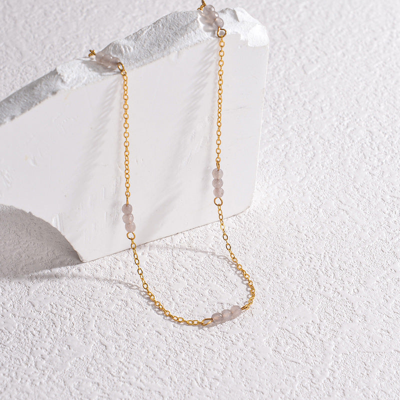 Colliers à chaîne de pull double en acier et perles