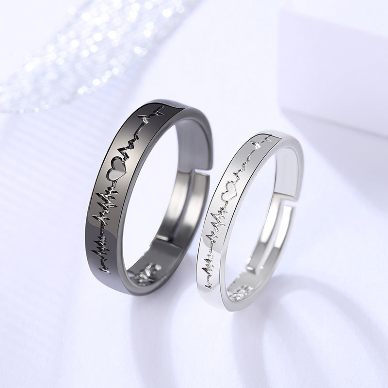 Women's & Men's & Black And White Ecg Open Rings