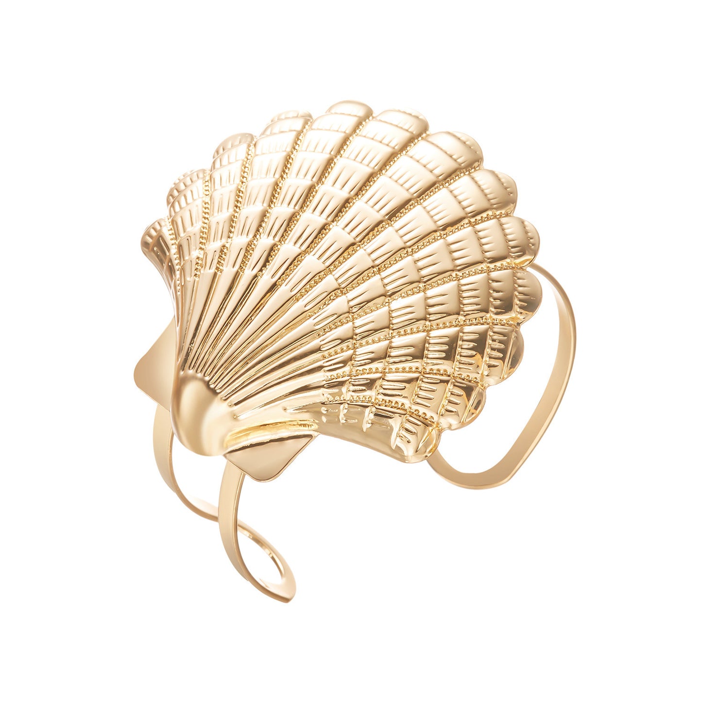Women's Bohemian Ocean Vacation Style Shell Exaggerated Opening Metal Bracelet