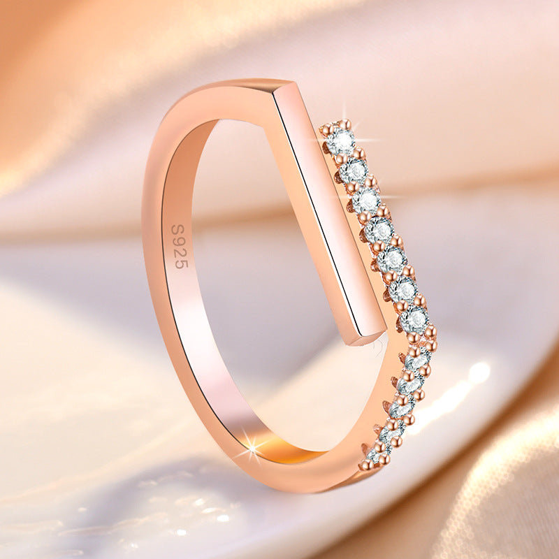 Female Niche Design Zircon Line Open Rings