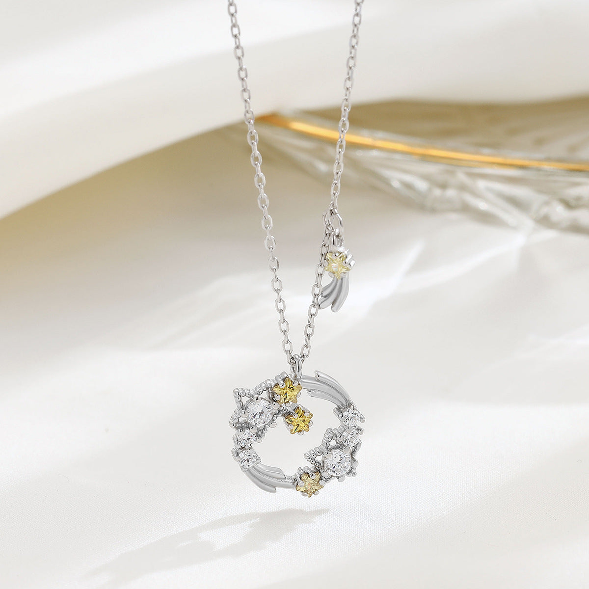 Sterling Silber Diamond Planet Temperamental Minority-Halsketten für Damen