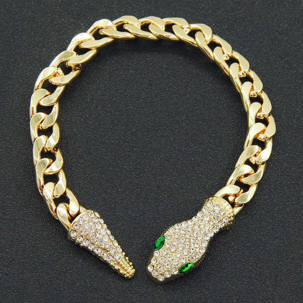 Colliers magnétiques courts à tête de serpent entièrement diamantés