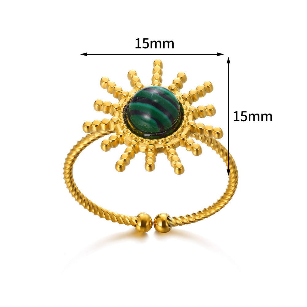 Women's Titanium Steel Retro Natural Stone Design Ring