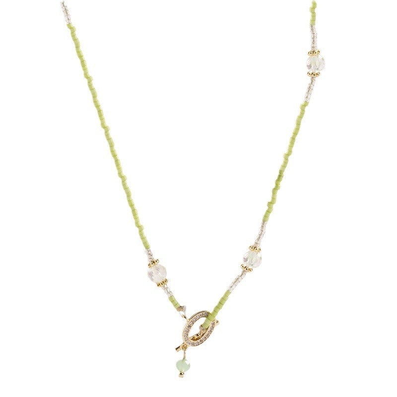 Colliers de clavicule frais simples et gracieux avec boucle douce perlée personnalisée verte