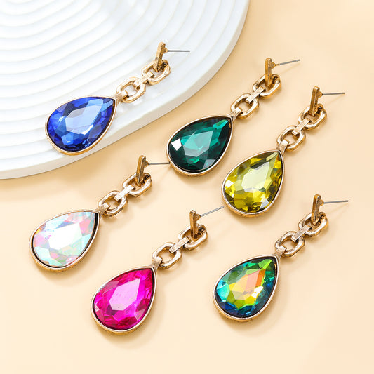 Women's Stylish Colored Diamond Drop-shaped Exaggerated Party Rings