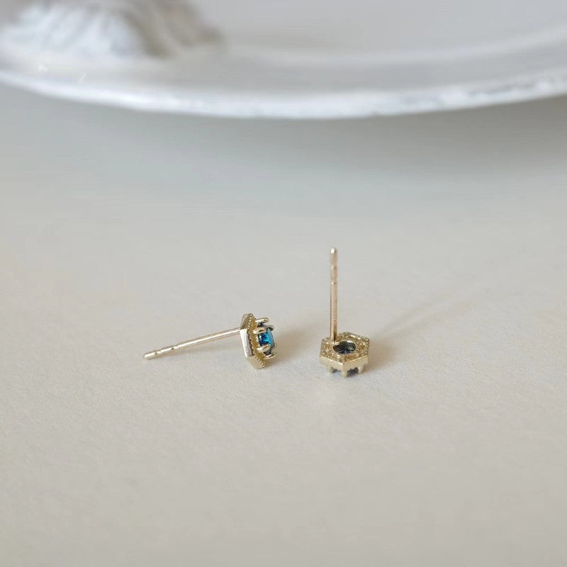 Women's Sterling Sier Gold-plated Blue Pointed Crystal High-grade Earrings