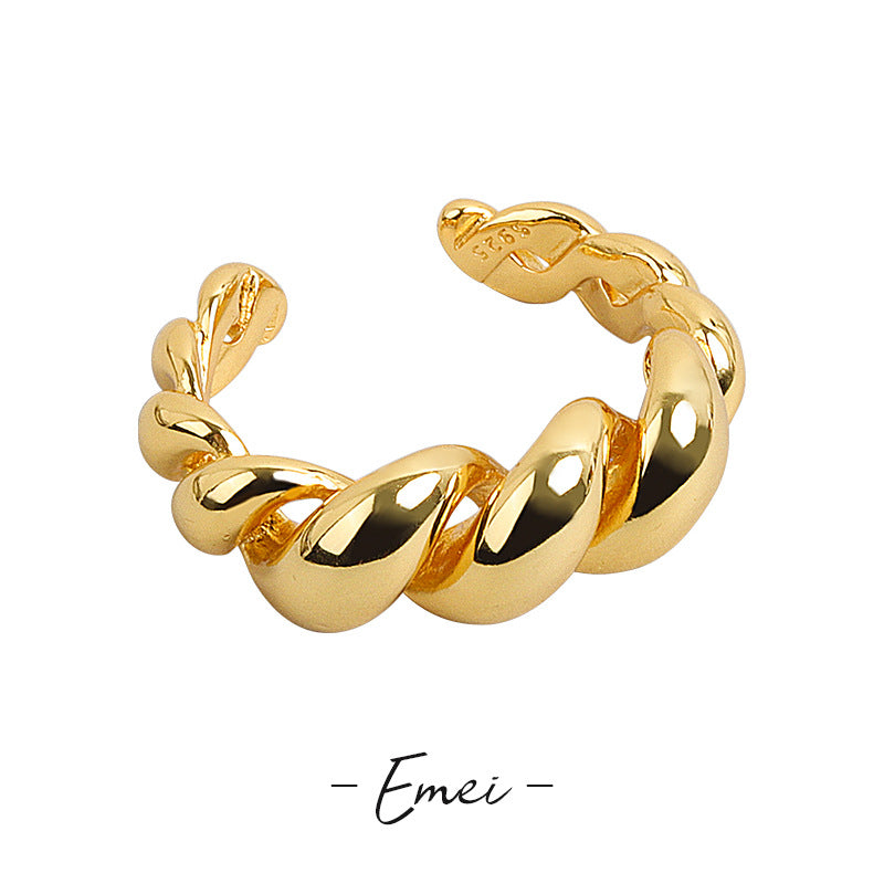 Metal Twist Hollow Index Finger Three-dimensional Gold Plated French Rings