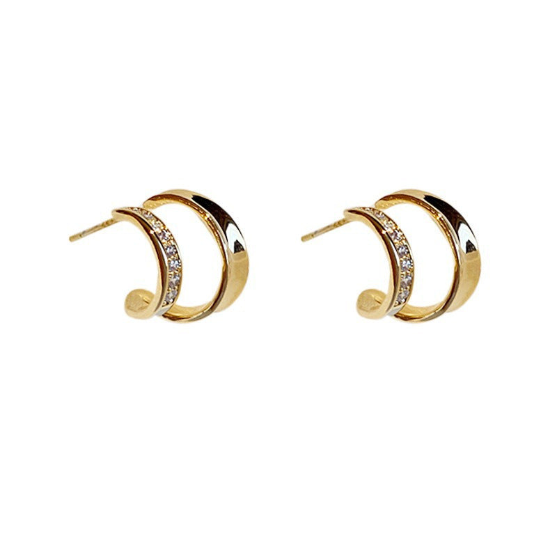 Design High-grade Classic Style Light Luxury Half Circle Female Stud Earrings