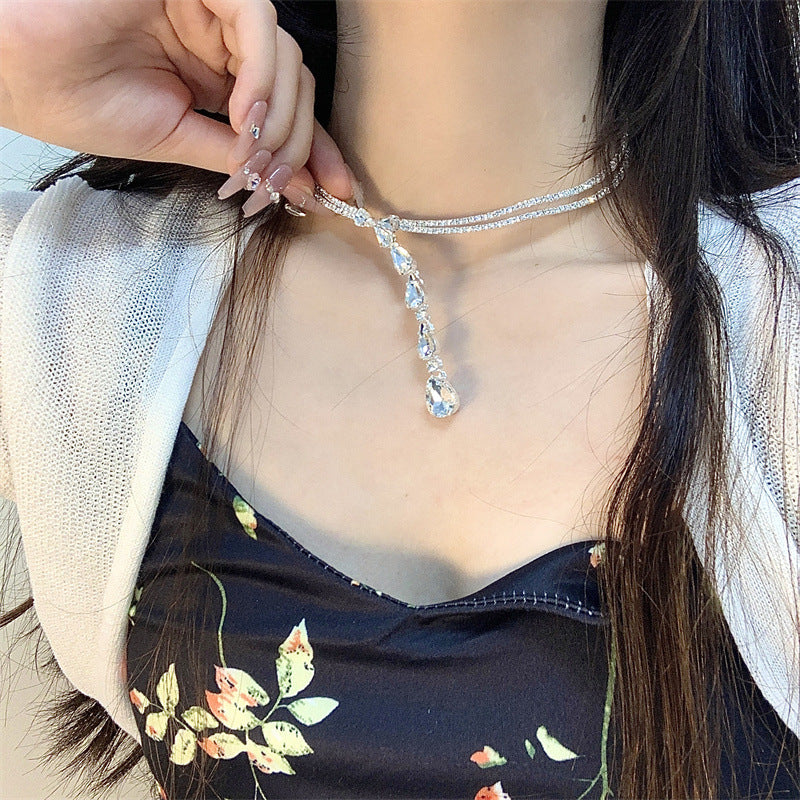 Minority Design Strass-Anhänger-Choker-Schlüsselbein-Halsketten