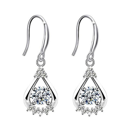 Women's Style Sier White Diamond Rhinestone Trendy Earrings