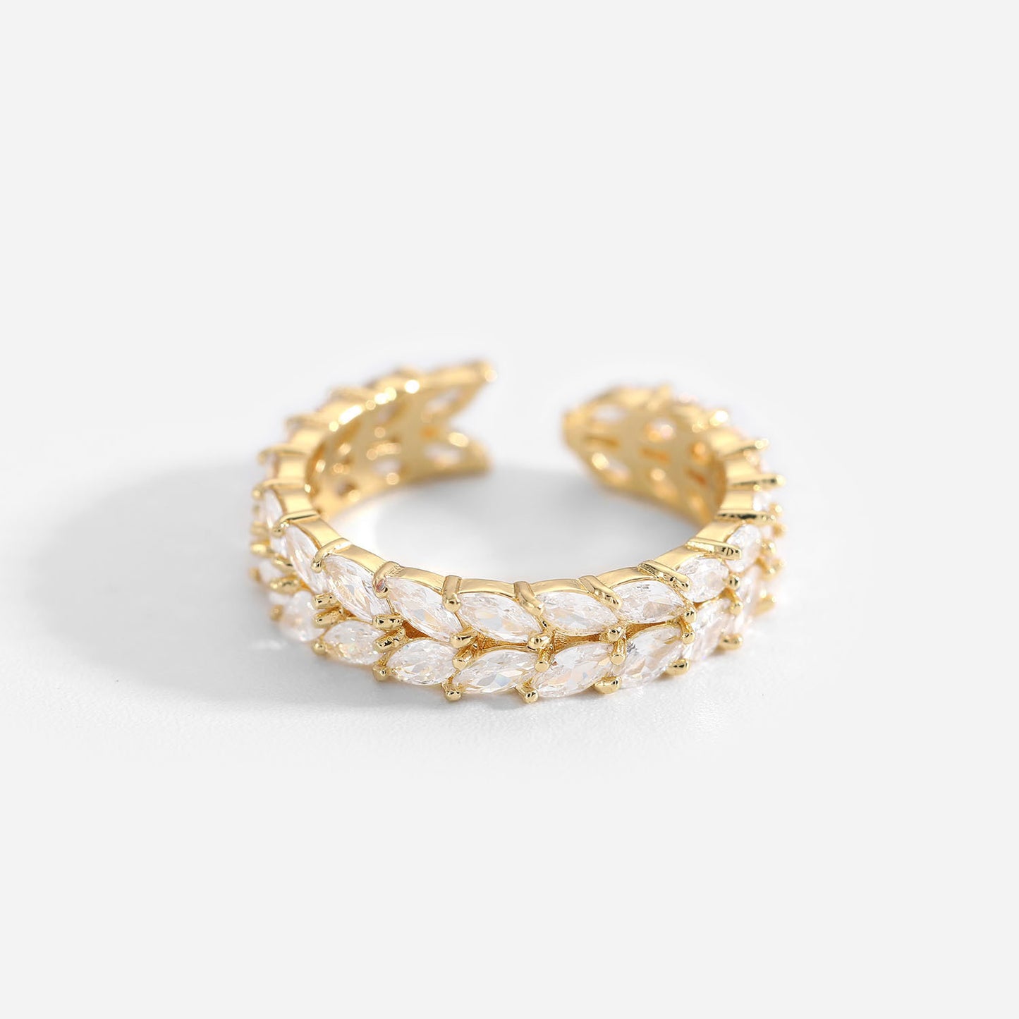 Women's Plated Trinket Brass Strip Zircon Jewelry Shiny Rings