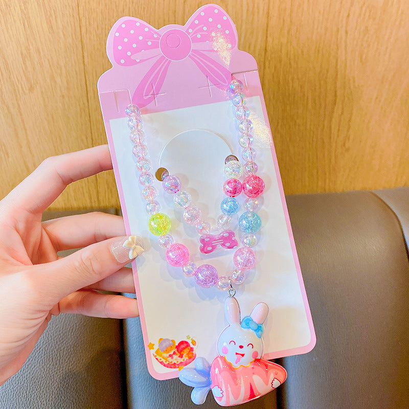 Costume à pince d'oreille Belle rose pour enfants, petits colliers de princesse