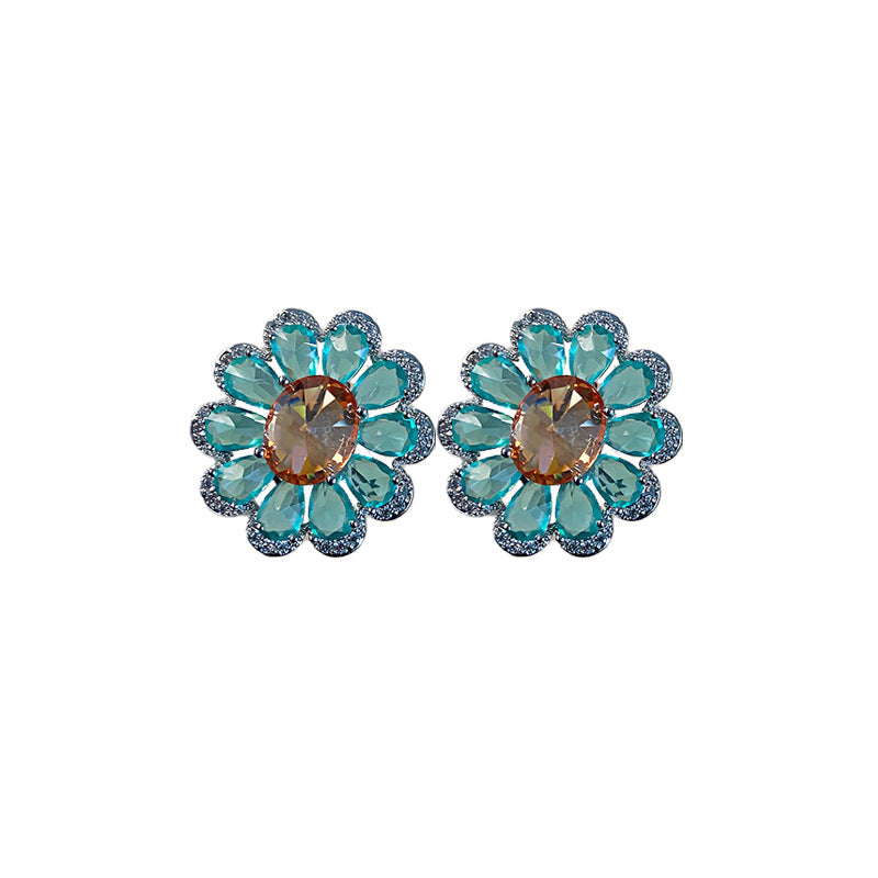 Women's Zircon Flower For Entry Lux Elegant High-grade Temperamental Earrings
