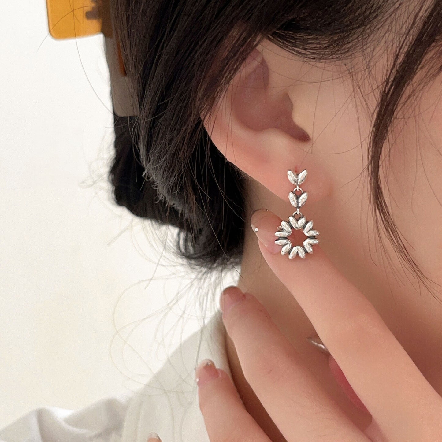 Women's Sterling Snowflake Wheat Unique High Sense Earrings