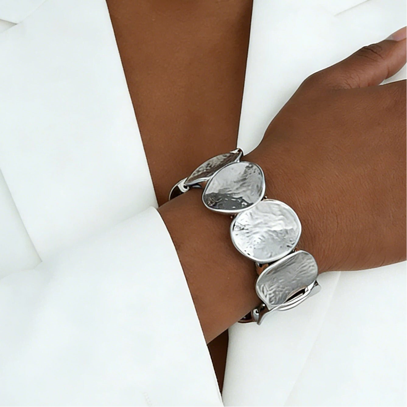 Personalized Metal Pleated Geometric Round Elastic Niche High Sense Simple Bracelets
