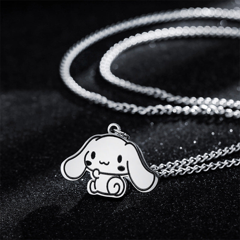 Dessin animé pendentif mignon coeur Couple grandes oreilles chiot colliers
