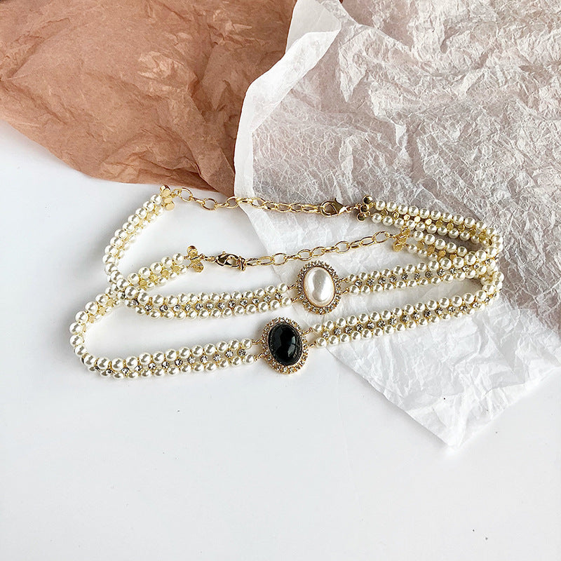 Women's Pearl Temperament Wild French Clavicle Chain Necklaces