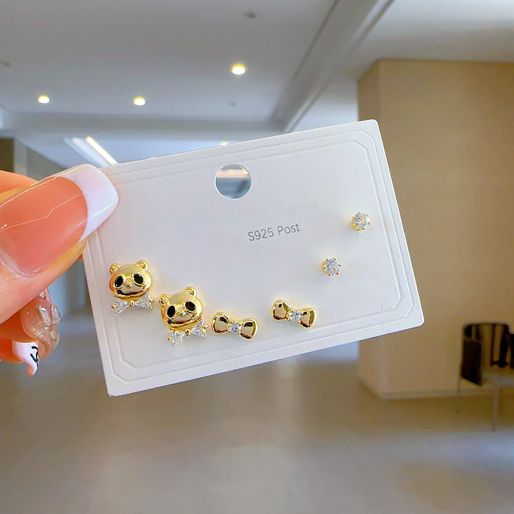 Women's Three Pairs Storage Ear Simple Set Earrings