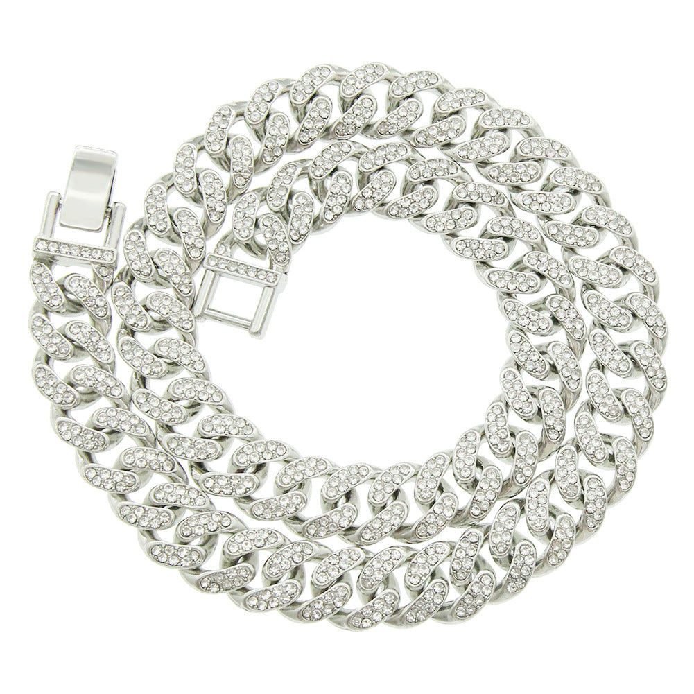 Colliers de chaîne à maillons cubains pleins de diamants Hip Hop pour hommes