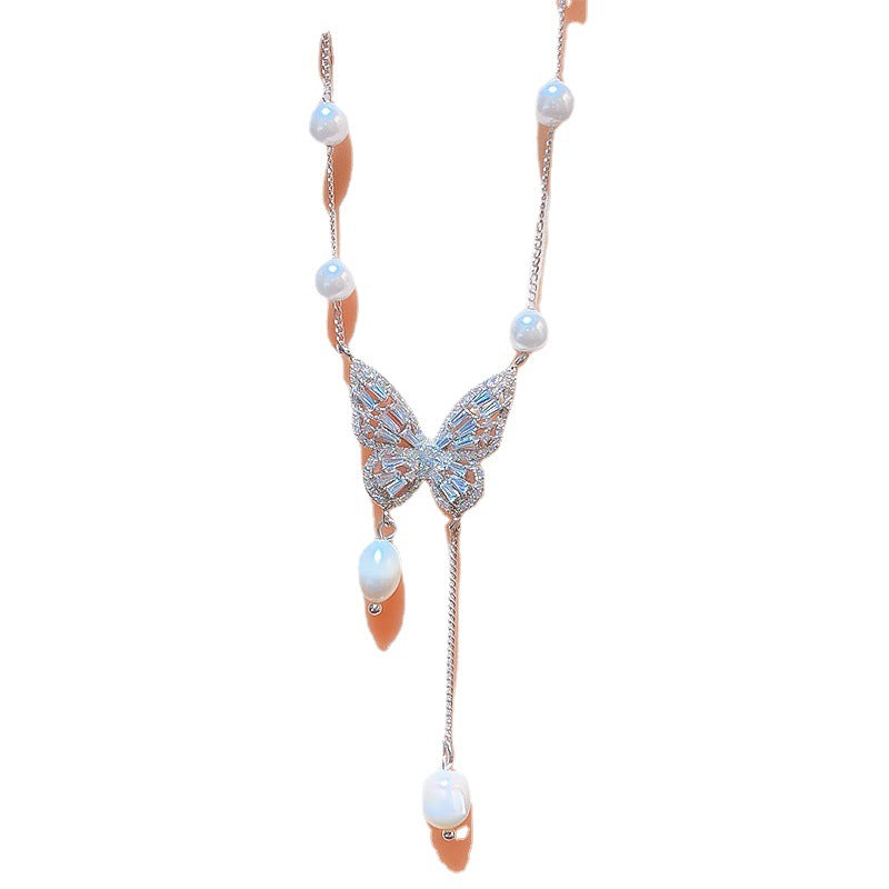 Women's Luxury Butterfly Natural Pearl For Trendy Design High-grade Clavicle Necklaces