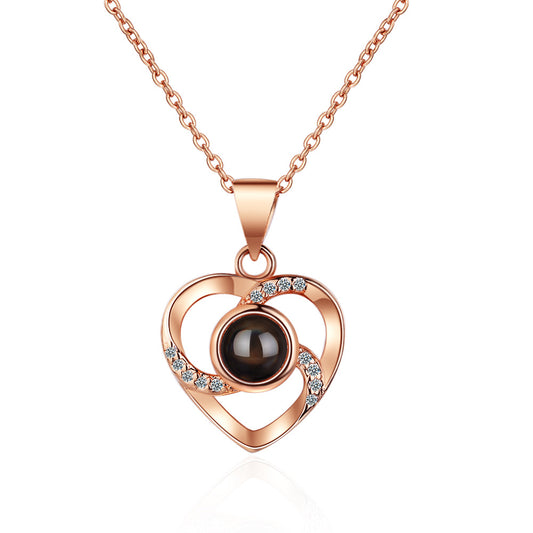 Projection Love Heart Female Languages You Necklaces