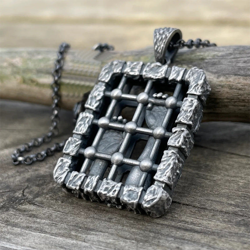 Colliers antiques à la mode avec pendentif de prison personnalisé pour hommes