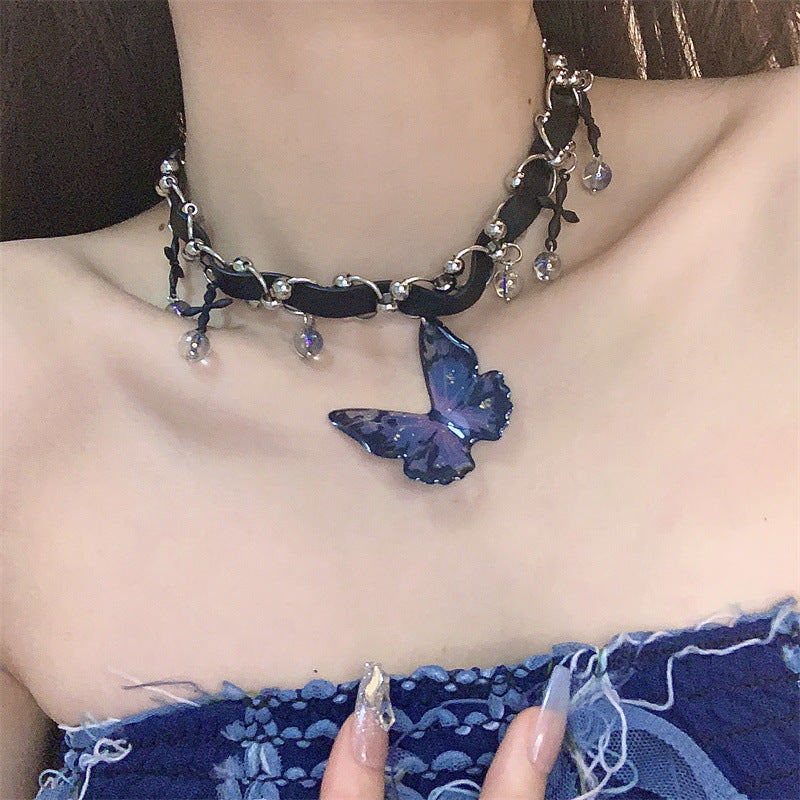 Collier de Niche papillon pour femmes, colliers Punk rétro tendance