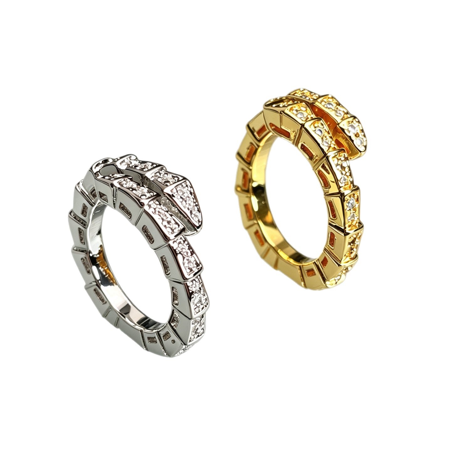 Full Diamond Snake Bone Light Luxury Open Female Index Finger Ring