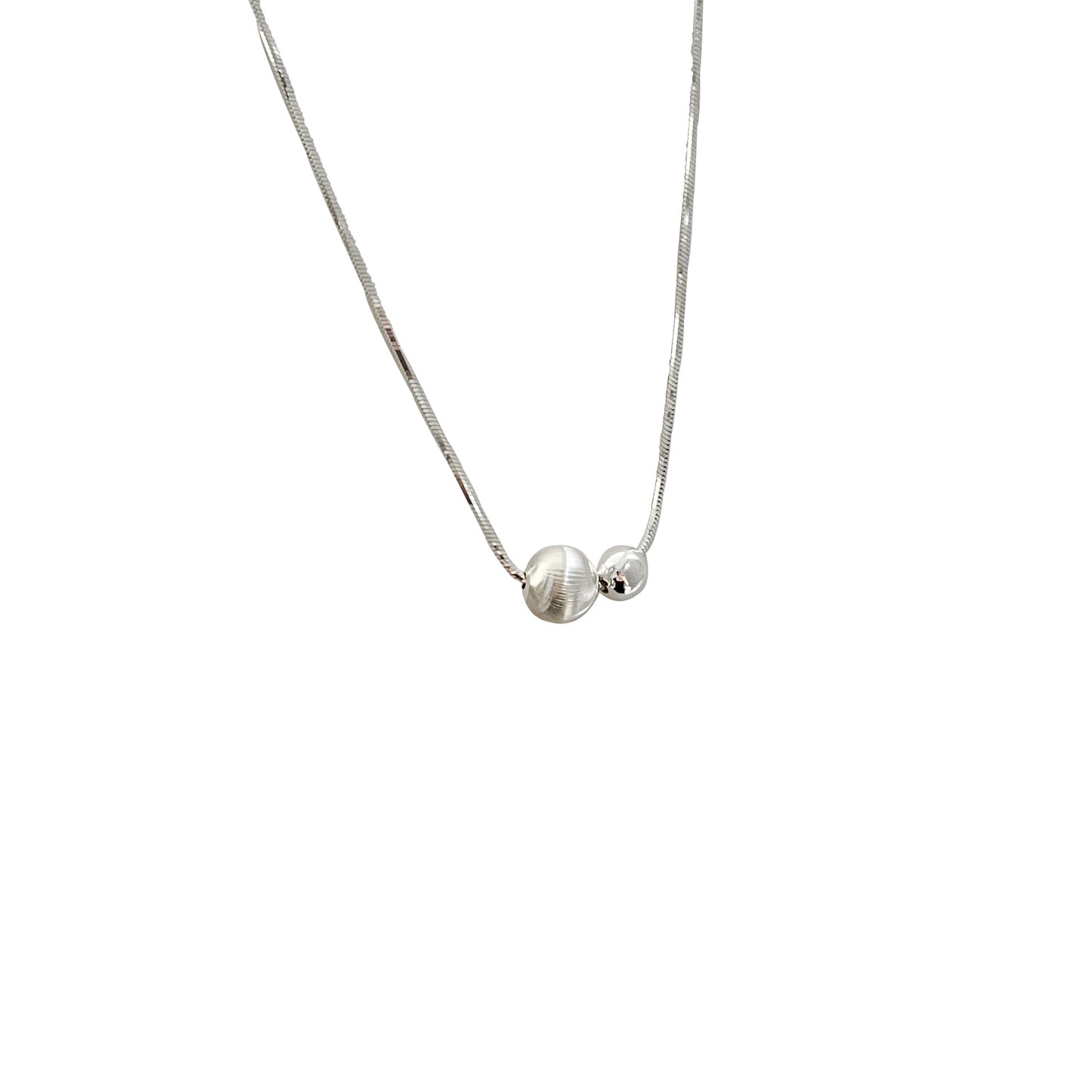 Sier Sterling Flash perles rondes colliers de mode des minorités féminines