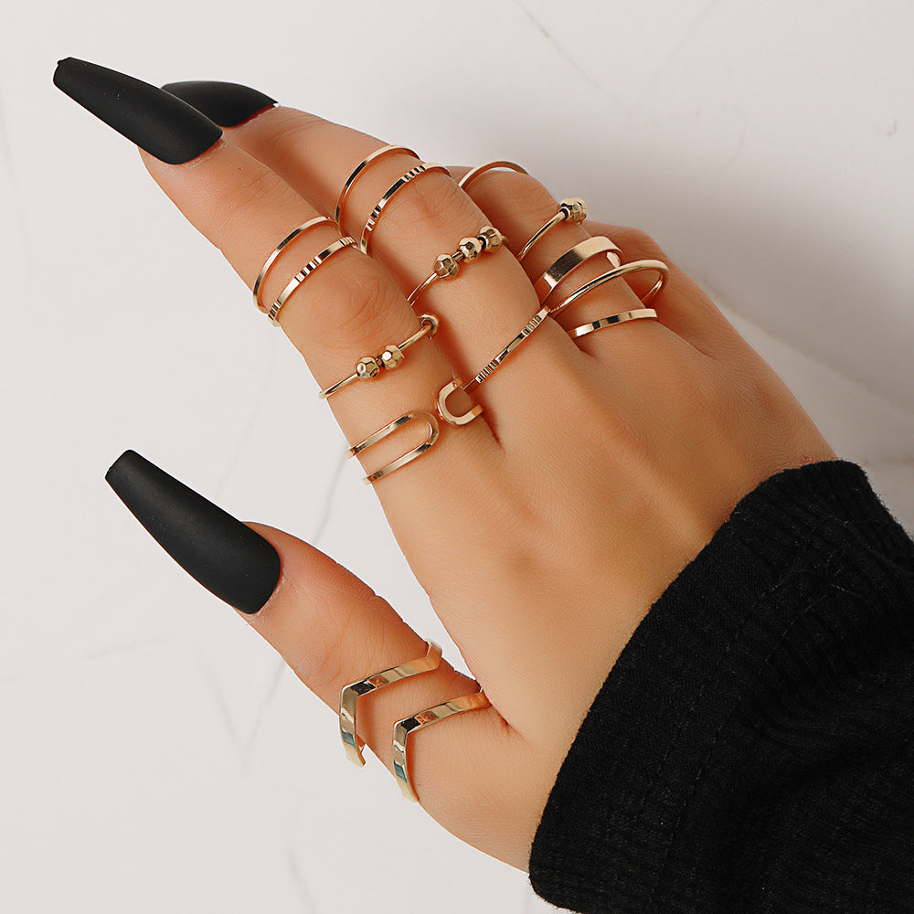 Yang Suit Geometric Rhinestone Pearl Dripping Rings