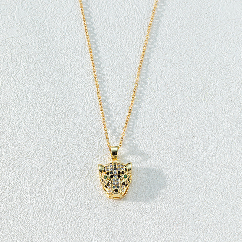 Gold Leopard Vintage Zircon Titanium Steel Hip Hop Necklaces