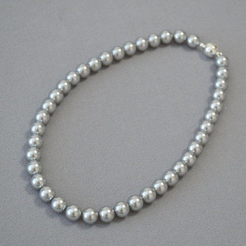 Colliers de pull à boucle magnétique pour femmes, à reflets circulaires, Imitation de perles