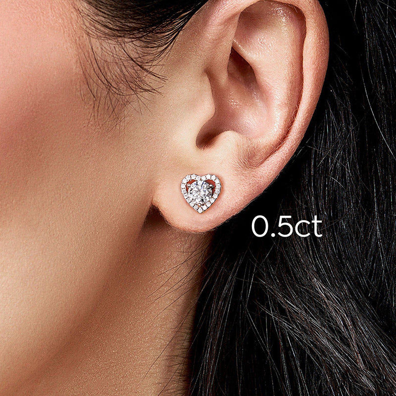 Women's Love Moissanite Simple Graceful Platinum Sterling Earrings