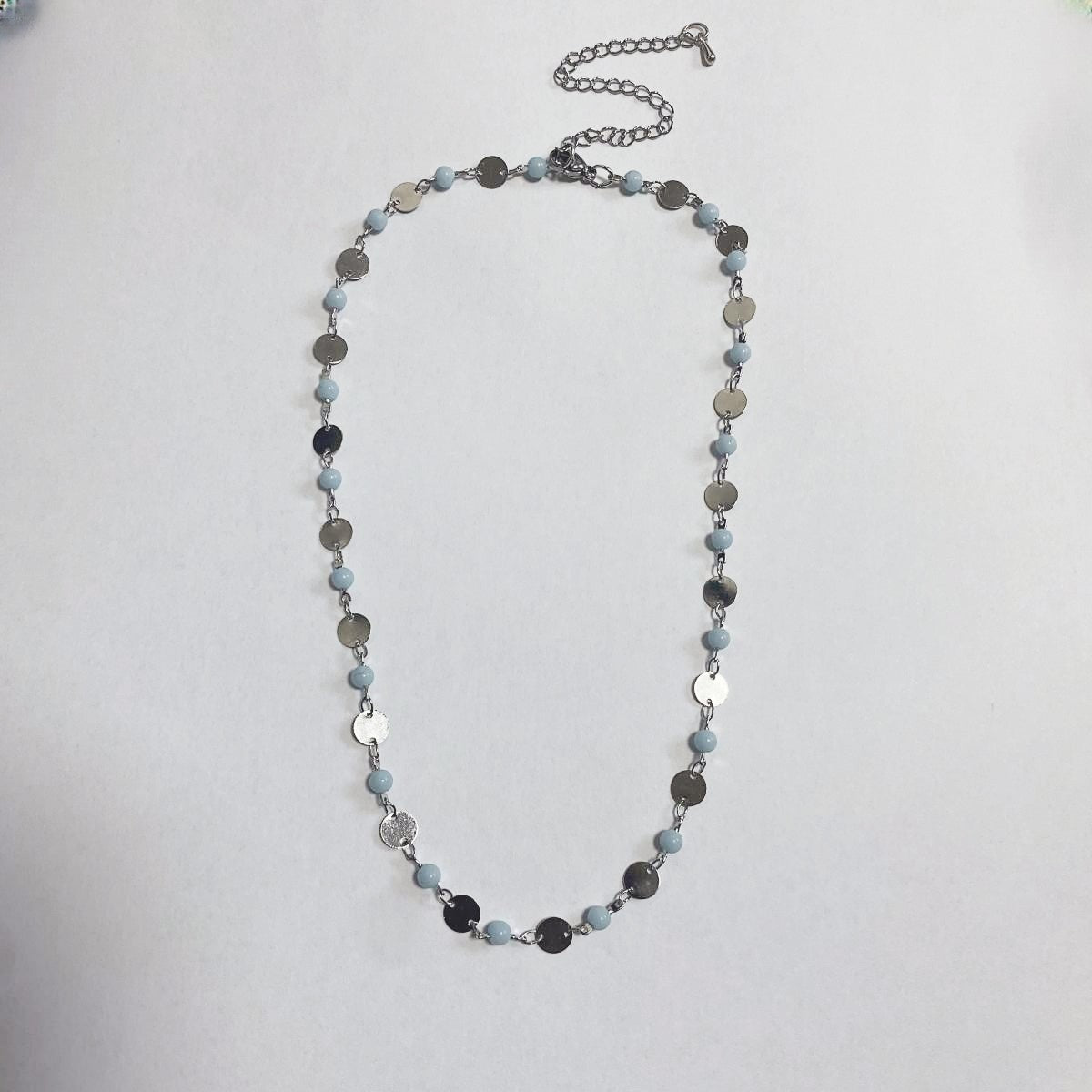 Layer Twin Blue Rose Titanium Steel Necklaces