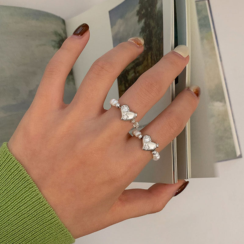 Exquisite kleine Diamant-Liebesperlen-Nahtringe