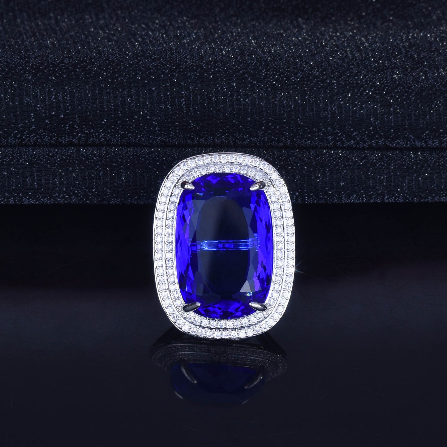 Fat Rectangular Royal Blue Bird's Nest Rings