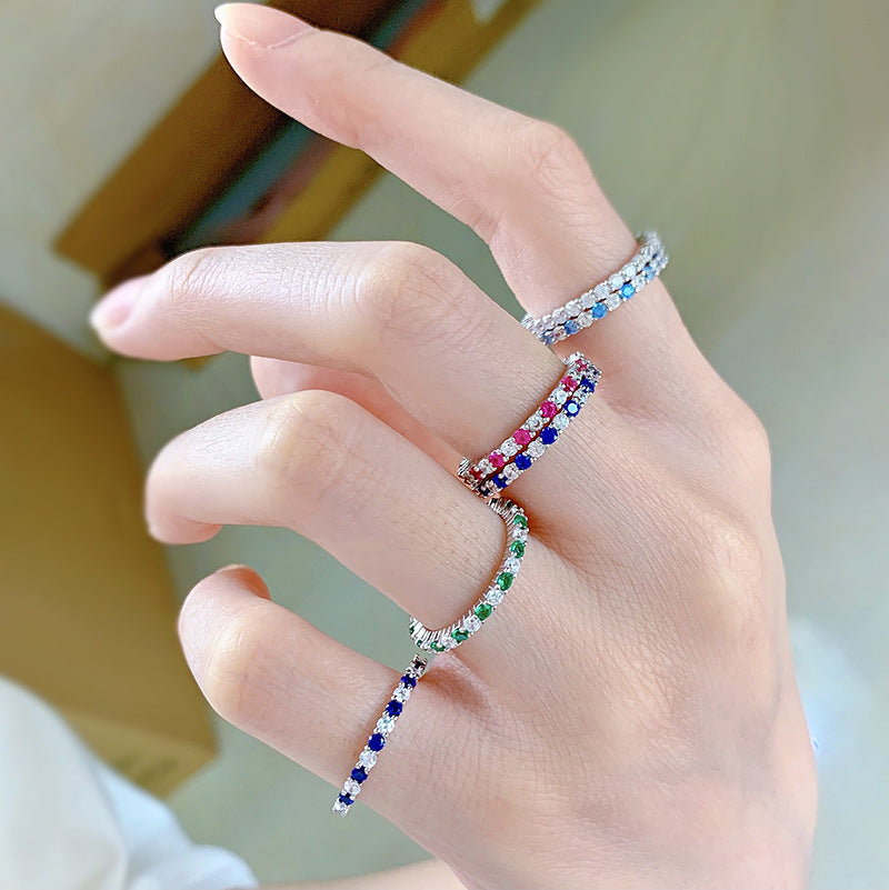 Sier Colors Gem Design Cold Style Rings