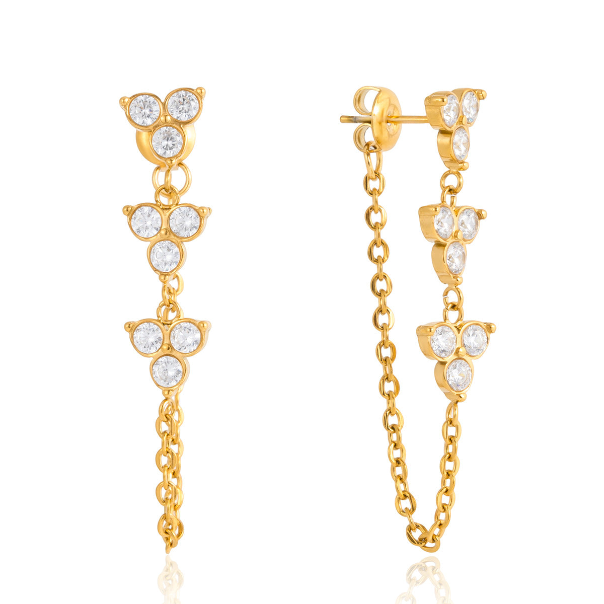 Women's White Zircon Flower Chain Tassel Simple Fashion Rings