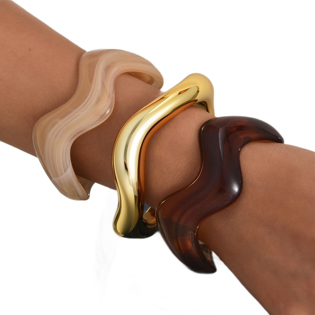Women's Fashion Resin Open-ended Light Luxury High-grade Wave Streamline Bracelet