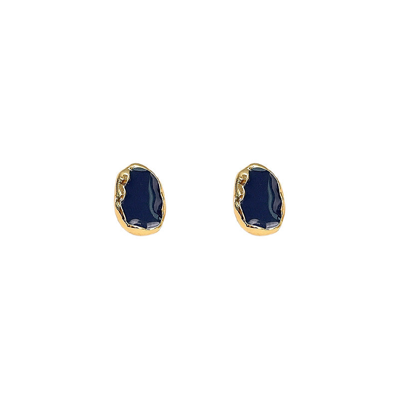 Blue High-grade Sier Needle Plated Geometric Irregular Ear Drip Earrings