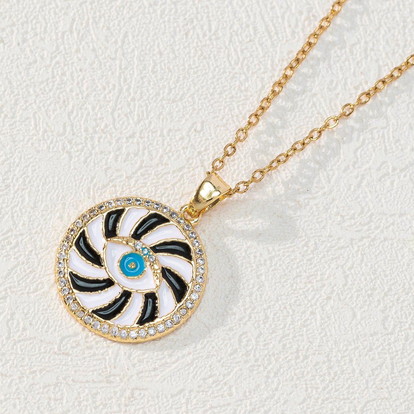 Women's Color Zircon Dripping Devil's Eye Brass Necklaces