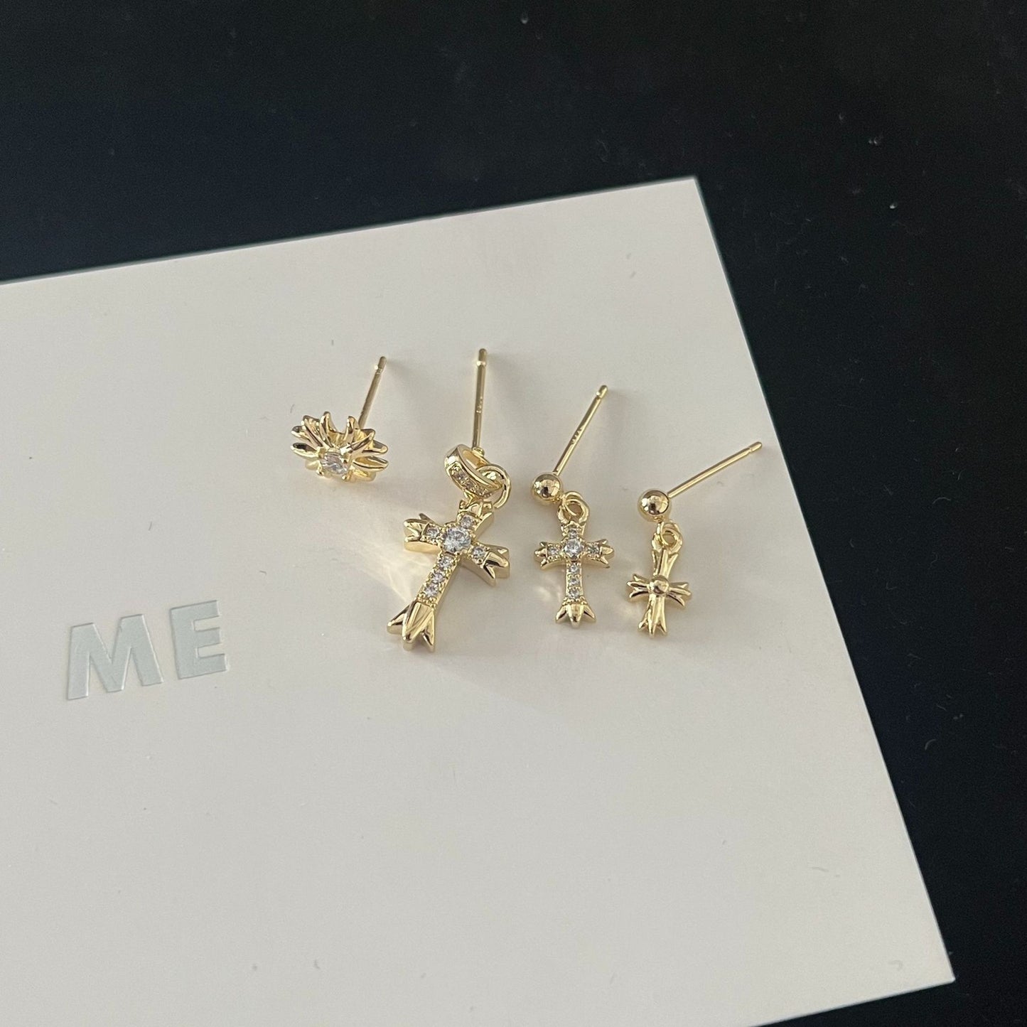 Color Zircon Earings Set Small And Simple Love Earrings
