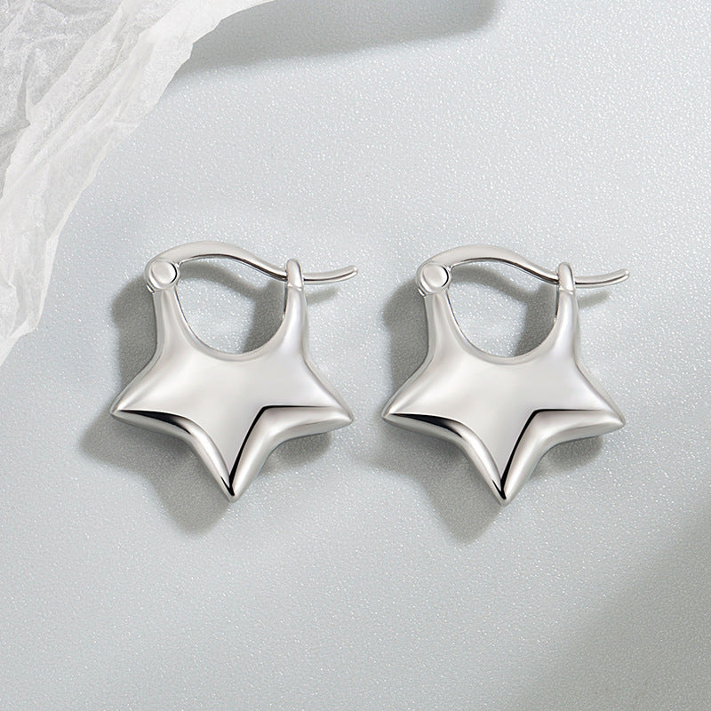 Women's Five-pointed Star Ear Clip Cold Style Simple Design Trendy Plain Earrings