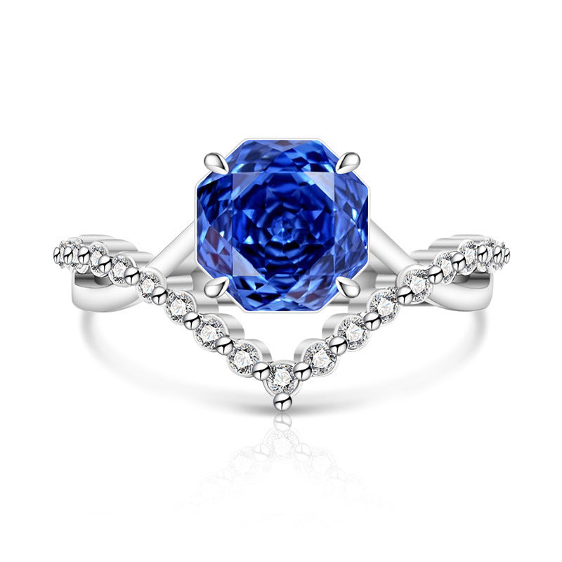 Crown Rose Cut For Love Female Super Flash High Carbon Ring