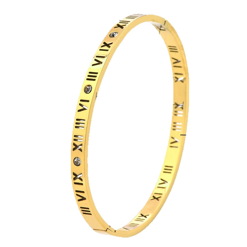 Roman Digital Titanium Steel Fashion Personality Plated Clearance Bracelet